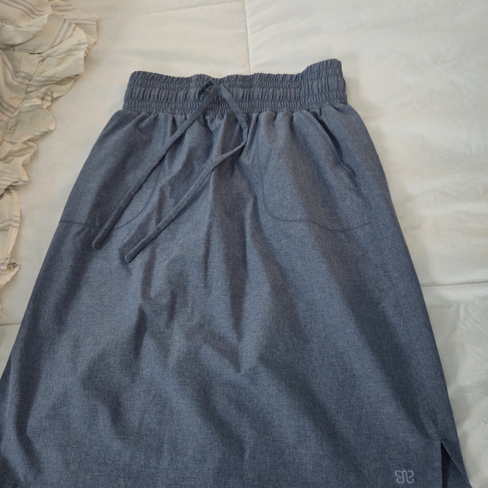 Albion Easy Drawstring Midi Skirt in Dusty Blue